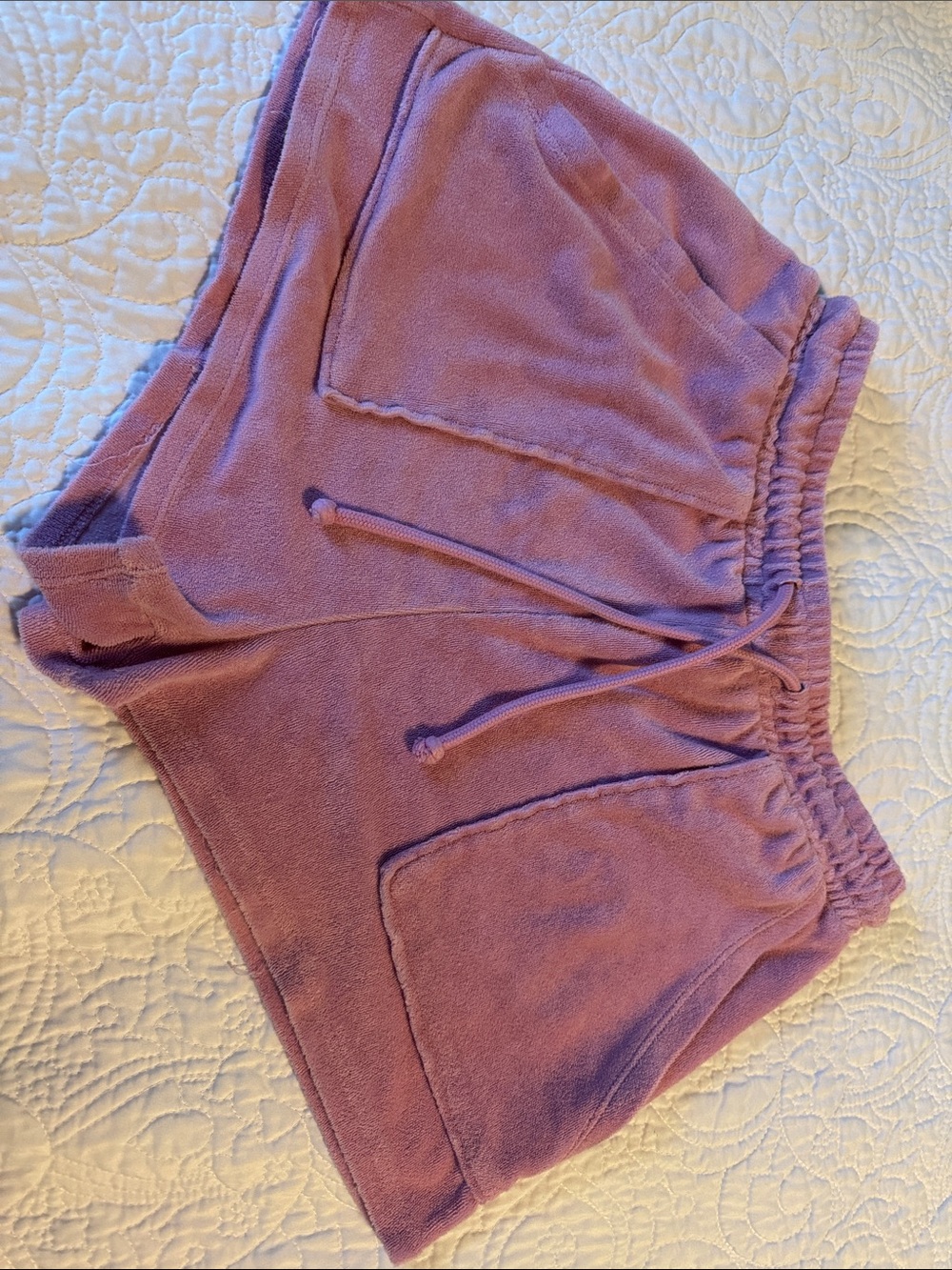 Zara Plush Pink Terry Cloth Lounge Shorts